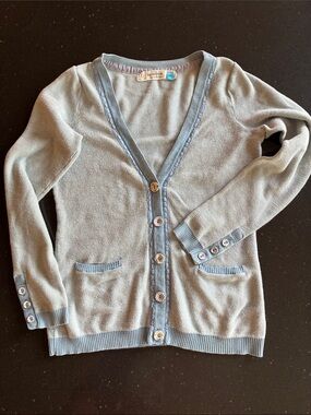 Anthropologie Sparrow V-Neck Cotton Cardigan in Light Blue